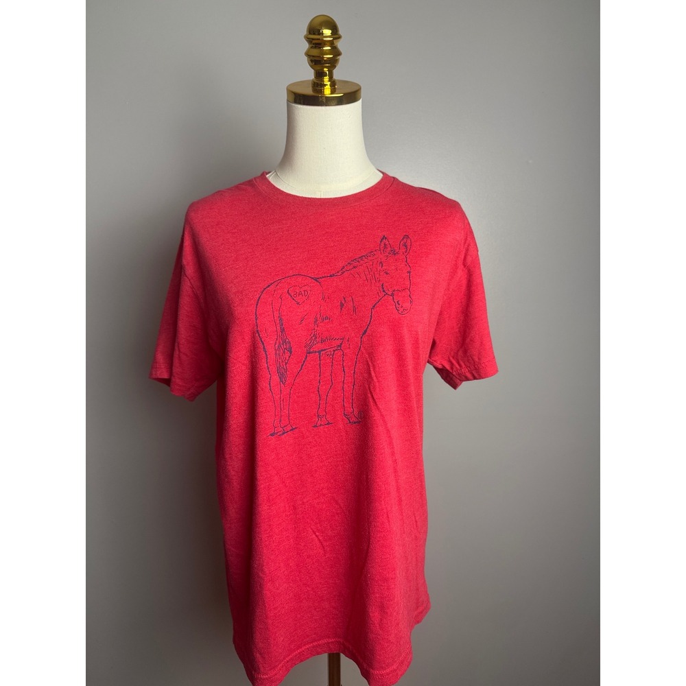 Choke Shirt Co Bad Ass Donkey Graphic T-Shirt Medium Red Excellent Humor Tee